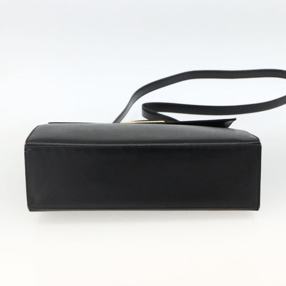 Christian Dior Hand Bag Leather 2way Black Gold Auth AMZ338A
