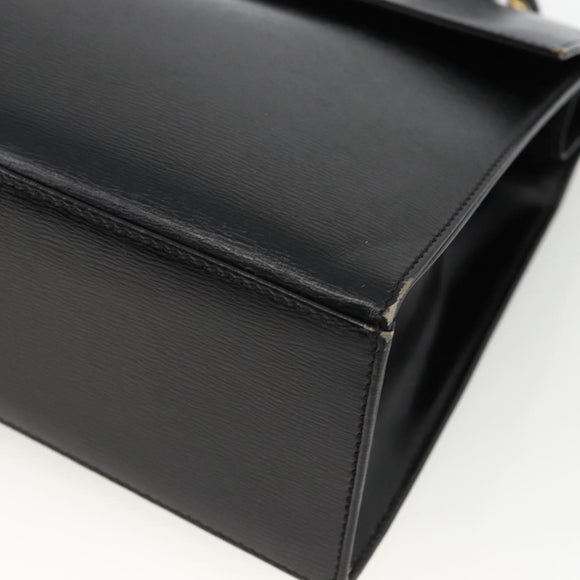 Christian Dior Hand Bag Leather 2way Black Gold Auth AMZ338A