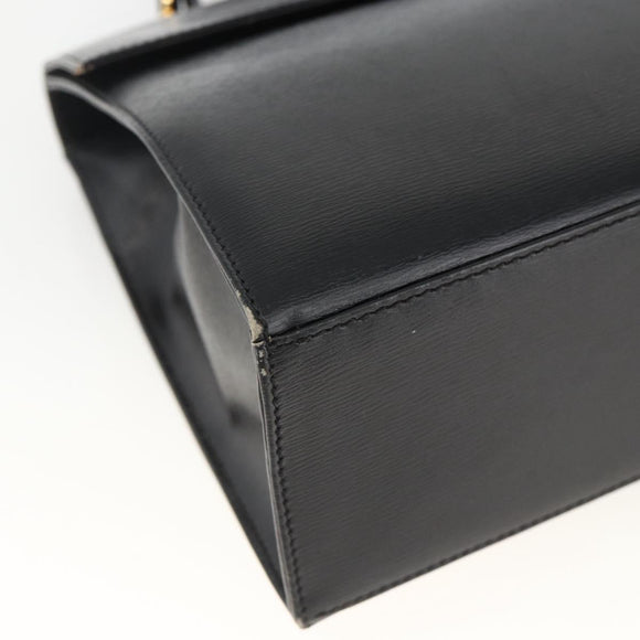 Christian Dior Hand Bag Leather 2way Black Gold Auth AMZ338A