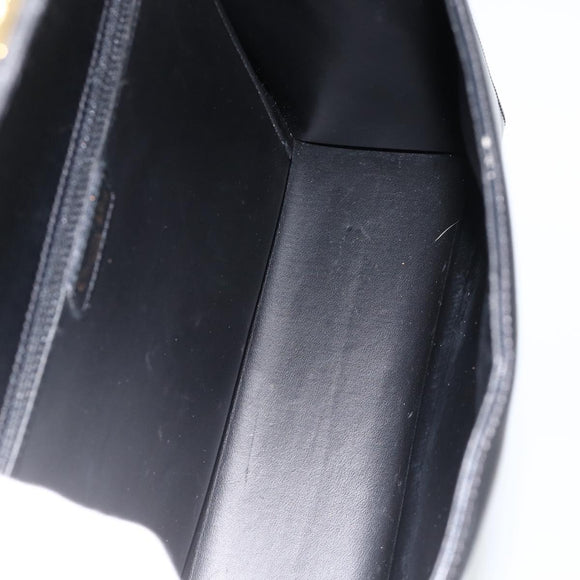 Christian Dior Hand Bag Leather 2way Black Gold Auth AMZ338A