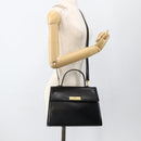 Christian Dior Hand Bag Leather 2way Black Gold Auth AMZ338A-22