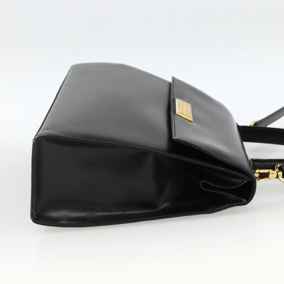 Christian Dior Hand Bag Leather 2way Black Gold Auth AMZ338A