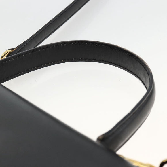 Christian Dior Hand Bag Leather 2way Black Gold Auth AMZ338A