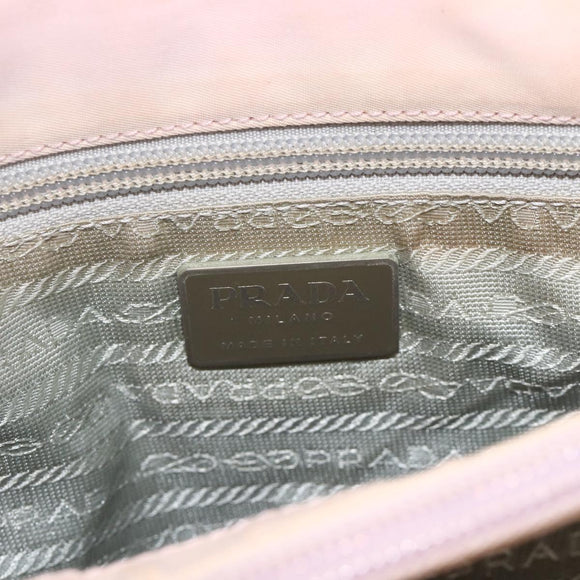PRADA Handtas Nylon Roze Zilver Auth AMZ341