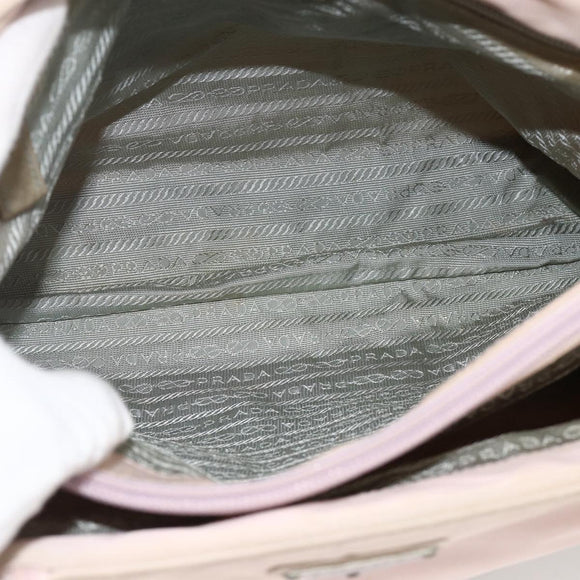 PRADA Handtas Nylon Roze Zilver Auth AMZ341