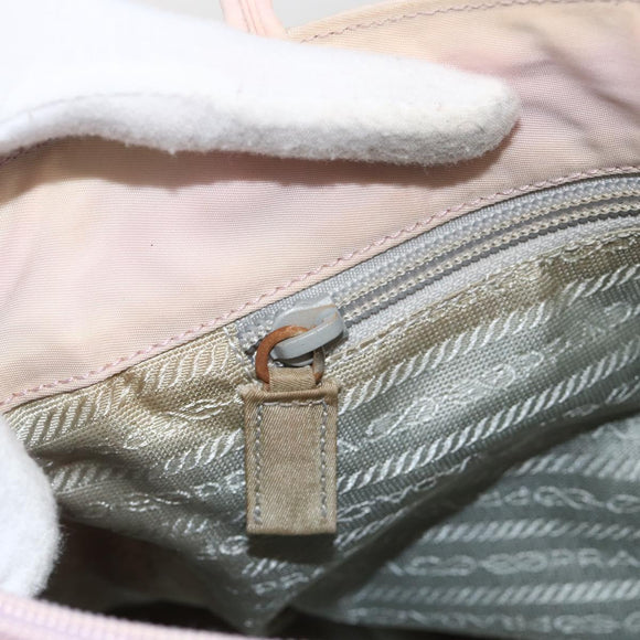 PRADA Handtas Nylon Roze Zilver Auth AMZ341