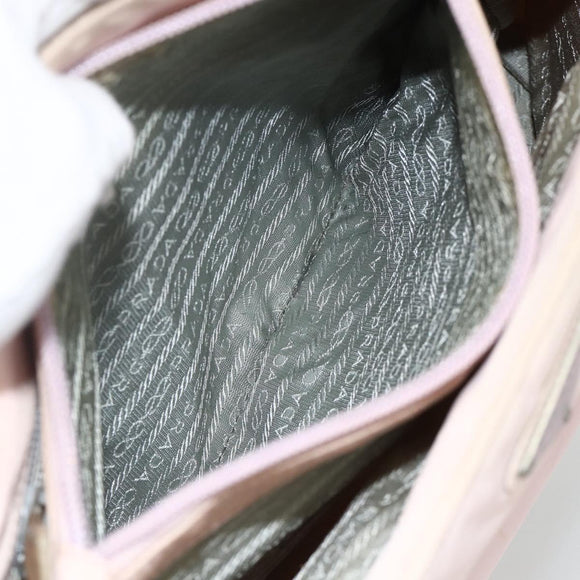 PRADA Handtas Nylon Roze Zilver Auth AMZ341