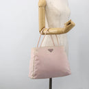 PRADA Handtas Nylon Roze Zilver Auth AMZ341-25