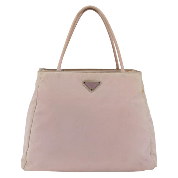 PRADA Handtas Nylon Roze Zilver Auth AMZ341
