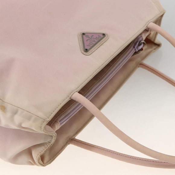 PRADA Handtas Nylon Roze Zilver Auth AMZ341