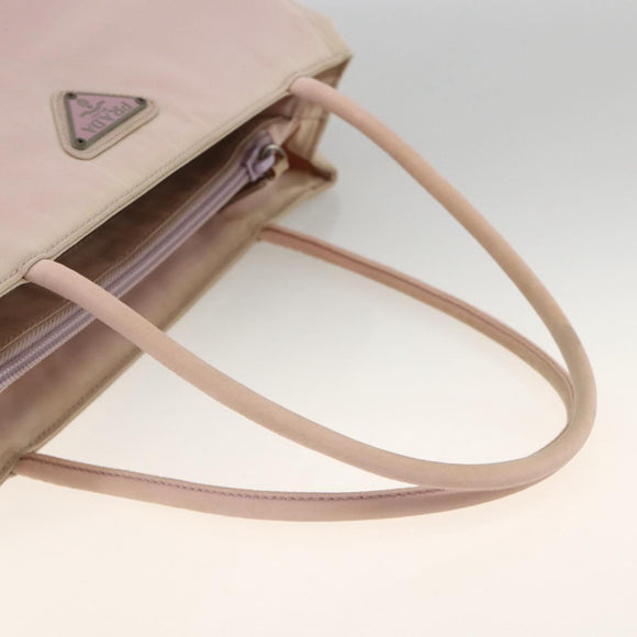 PRADA Handtas Nylon Roze Zilver Auth AMZ341