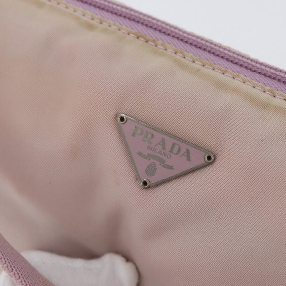 PRADA Accessory Pouch Nylon Pink Silver Auth AMZ342