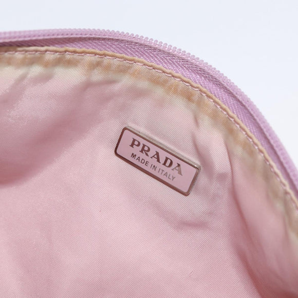 PRADA Accessory Pouch Nylon Pink Silver Auth AMZ342