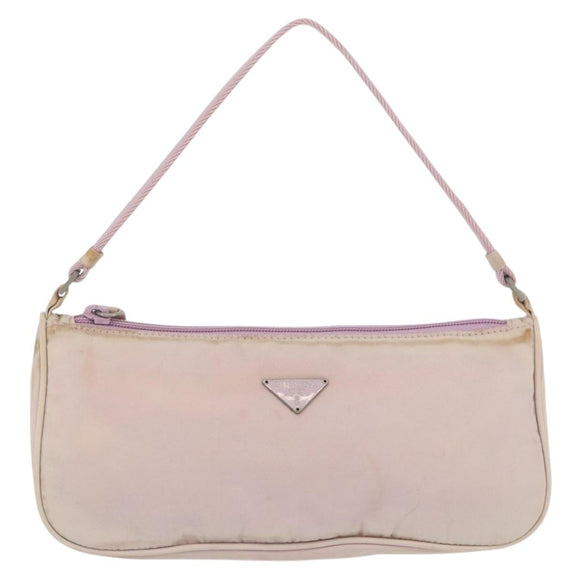 PRADA Accessory Pouch Nylon Pink Silver Auth AMZ342