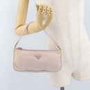 PRADA Accessory Pouch Nylon Pink Silver Auth AMZ342-21