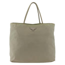 PRADA Hand Bag Nylon Beige Silver Auth AMZ343-13