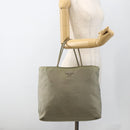 PRADA Hand Bag Nylon Beige Silver Auth AMZ343-23
