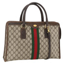GUCCI GG Supreme Web Sherry Line Hand Bag PVC Red Beige 010 378 Auth AMZ345-1
