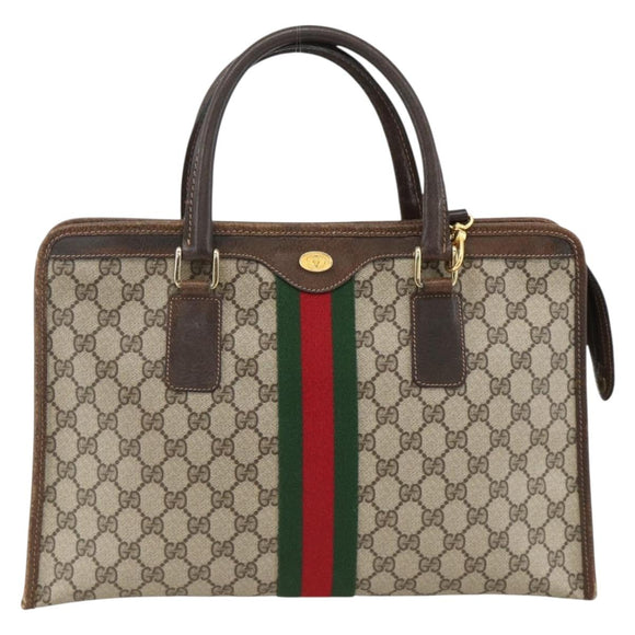 GUCCI GG Supreme Web Sherry Line Hand Bag PVC Red Beige 010 378 Auth AMZ345