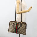 GUCCI GG Supreme Web Sherry Line Hand Bag PVC Red Beige 010 378 Auth AMZ345-24