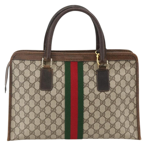 GUCCI GG Supreme Web Sherry Line Hand Bag PVC Red Beige 010 378 Auth AMZ345