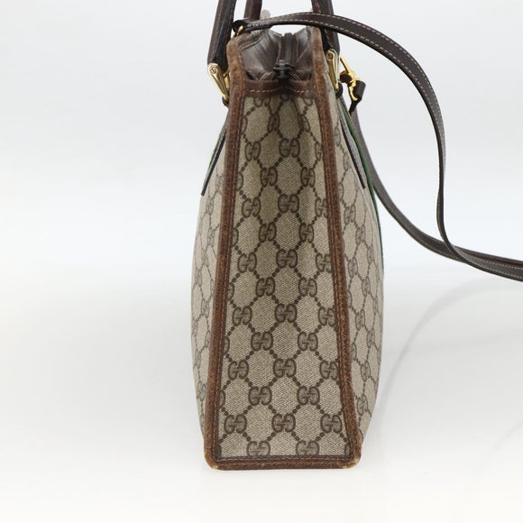 GUCCI GG Supreme Web Sherry Line Hand Bag PVC Red Beige 010 378 Auth AMZ345