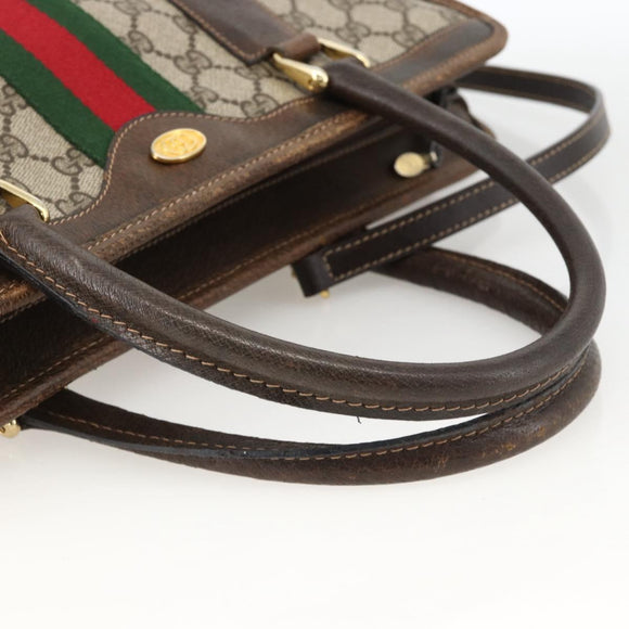 GUCCI GG Supreme Web Sherry Line Hand Bag PVC Red Beige 010 378 Auth AMZ345