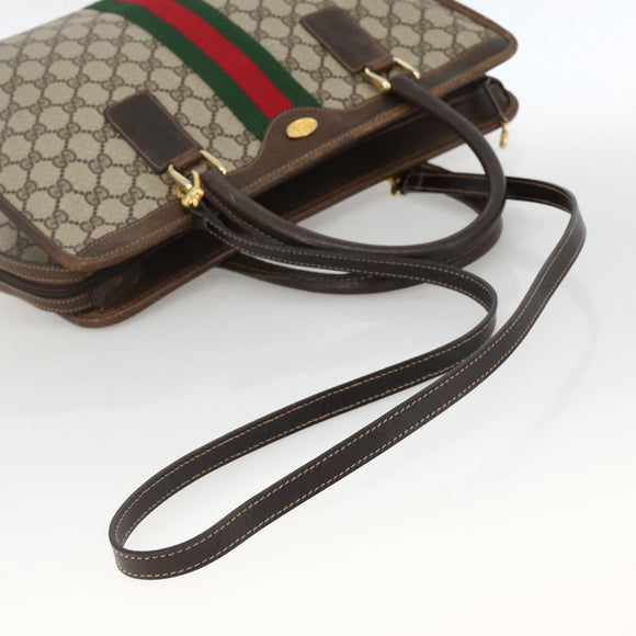 GUCCI GG Supreme Web Sherry Line Hand Bag PVC Red Beige 010 378 Auth AMZ345