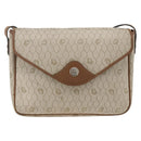 Christian Dior Honeycomb Canvas Shoulder Bag PVC Beige Gold Auth AMZ354-13