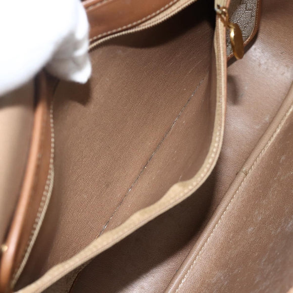 Christian Dior Honeycomb Canvas Shoulder Bag PVC Beige Gold Auth AMZ354