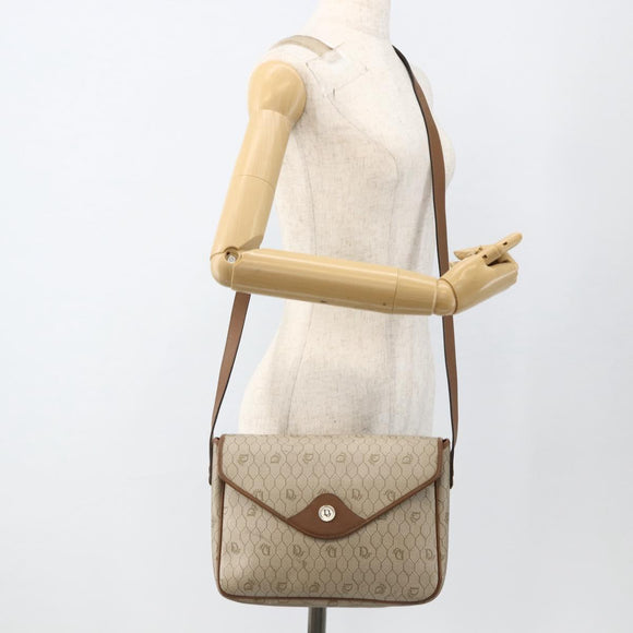 Christian Dior Honeycomb Canvas Shoulder Bag PVC Beige Gold Auth AMZ354