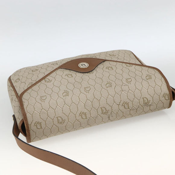 Christian Dior Honeycomb Canvas Shoulder Bag PVC Beige Gold Auth AMZ354