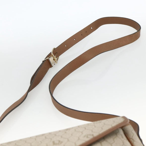 Christian Dior Honeycomb Canvas Shoulder Bag PVC Beige Gold Auth AMZ354