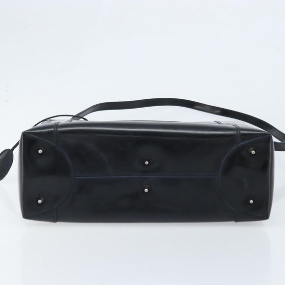 Christian Dior Maris Pearl Hand Bag Leather 2way Black Silver Auth AMZ356