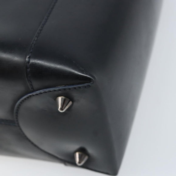 Christian Dior Maris Pearl Hand Bag Leather 2way Black Silver Auth AMZ356