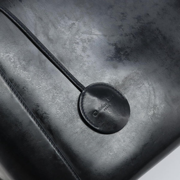 Christian Dior Maris Pearl Hand Bag Leather 2way Black Silver Auth AMZ356