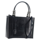 Christian Dior Maris Pearl Hand Bag Leather 2way Black Silver Auth AMZ356-1