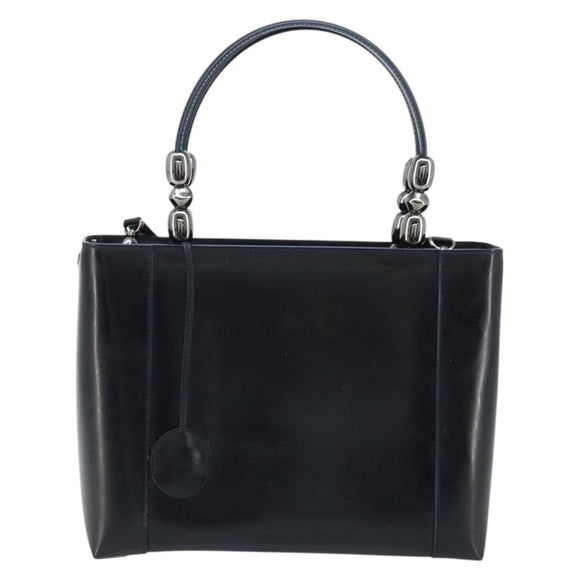 Christian Dior Maris Pearl Hand Bag Leather 2way Black Silver Auth AMZ356
