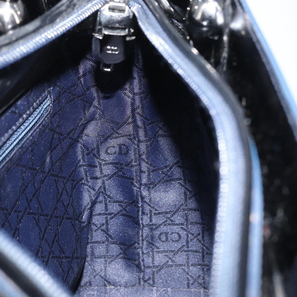 Christian Dior Maris Pearl Hand Bag Leather 2way Black Silver Auth AMZ356