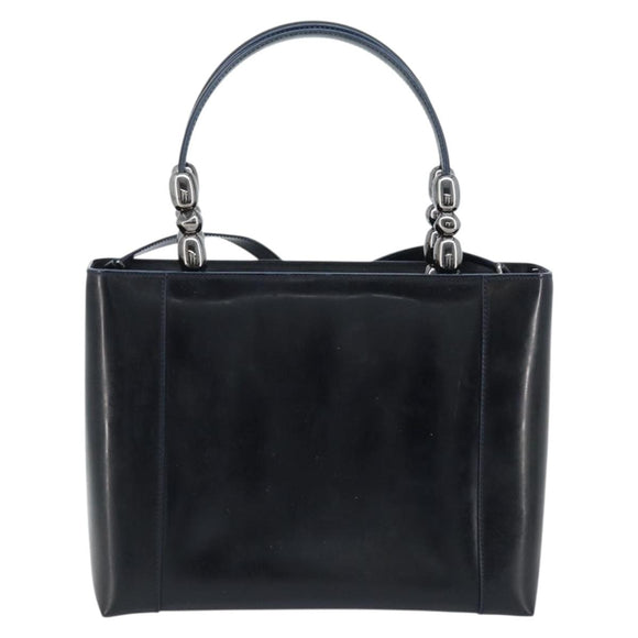 Christian Dior Maris Pearl Hand Bag Leather 2way Black Silver Auth AMZ356