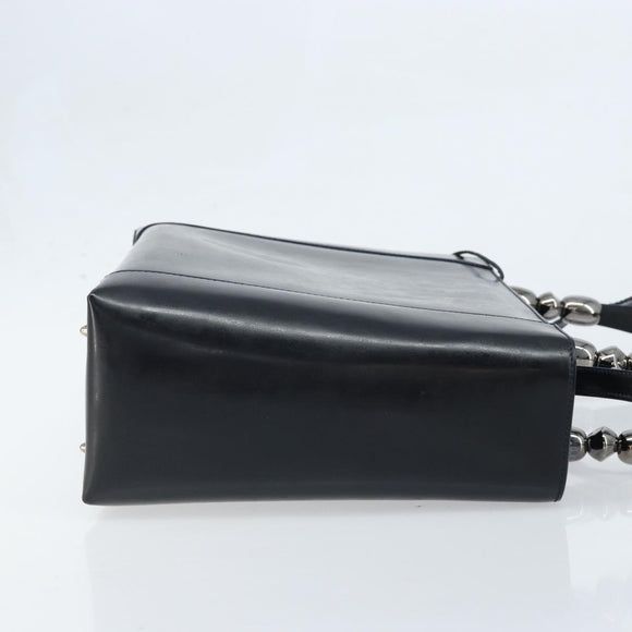 Christian Dior Maris Pearl Hand Bag Leather 2way Black Silver Auth AMZ356