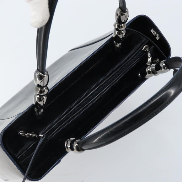 Christian Dior Maris Pearl Hand Bag Leather 2way Black Silver Auth AMZ356