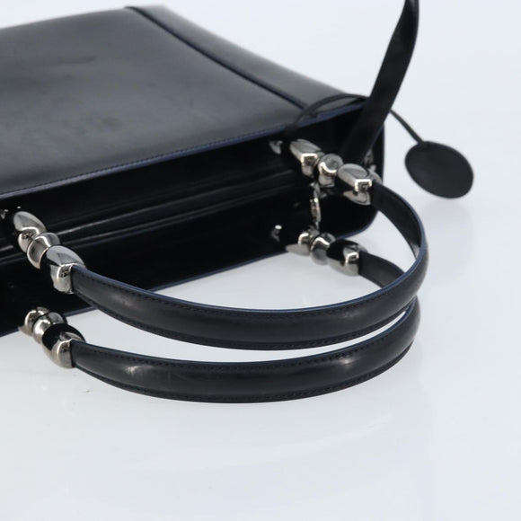 Christian Dior Maris Pearl Hand Bag Leather 2way Black Silver Auth AMZ356
