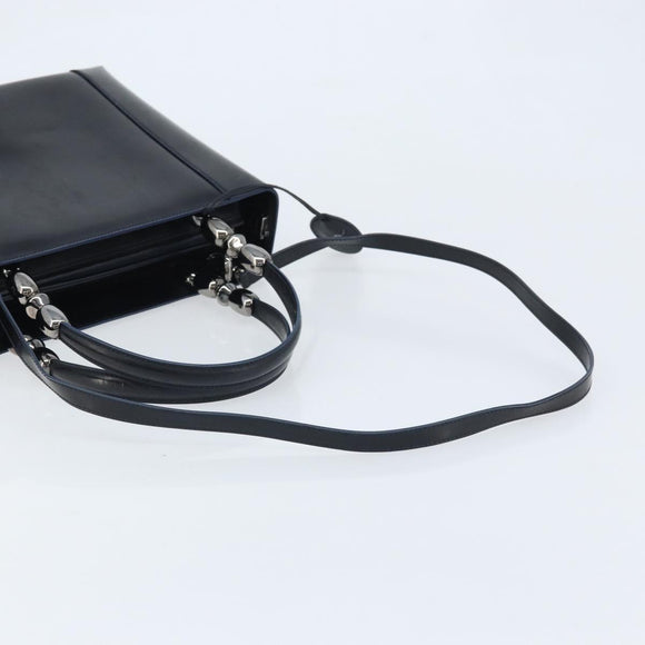 Christian Dior Maris Pearl Hand Bag Leather 2way Black Silver Auth AMZ356
