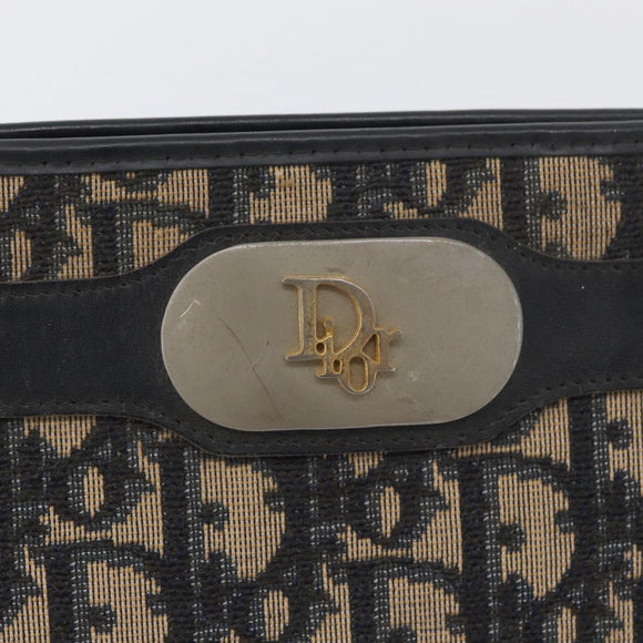 Christian Dior Trotter Canvas Shoulder Bag Navy Gold Auth AMZ357