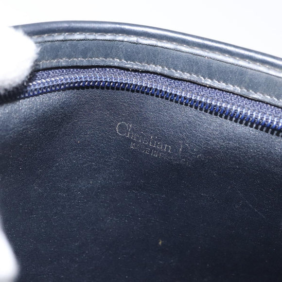 Christian Dior Trotter Canvas Shoulder Bag Navy Gold Auth AMZ357
