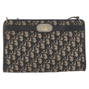 Christian Dior Trotter Canvas Shoulder Bag Navy Gold Auth AMZ357-13
