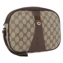 GUCCI GG Supreme Web Sherry Line Bag PVC Beige Gold 156 01 034 Auth AMZ358-1