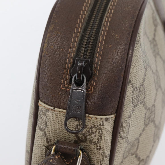GUCCI GG Supreme Web Sherry Line Bag PVC Beige Gold 156 01 034 Auth AMZ358