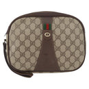 GUCCI GG Supreme Web Sherry Line Bag PVC Beige Gold 156 01 034 Auth AMZ358-2